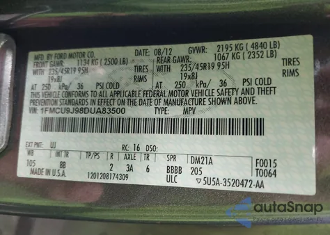 2013 Ford Escape Titanium from USA, damaged, VIN 1FMCU9J98DUA83500